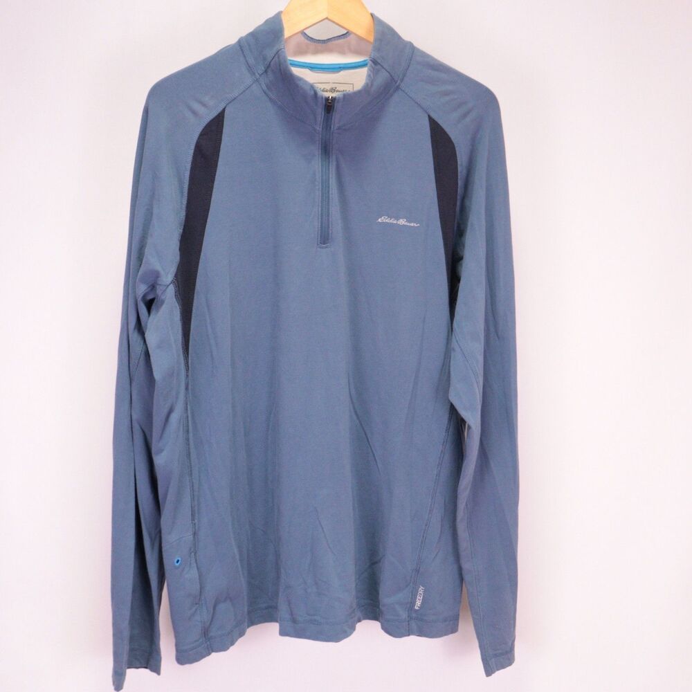 Eddie Bauer Sweater Men 2XLT Travex 1/4 Zip Cotton Pullover Stretch Outdoors
